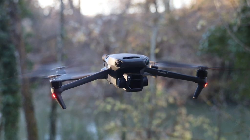 Mavic 3 Cine flying low over a desert resort property