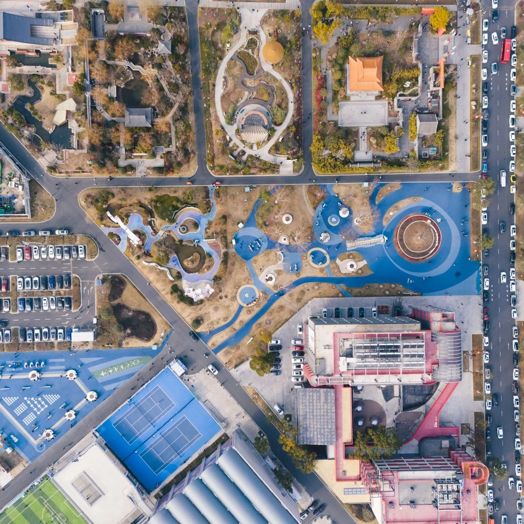 KPF mixed-use tower aerial in urban context
